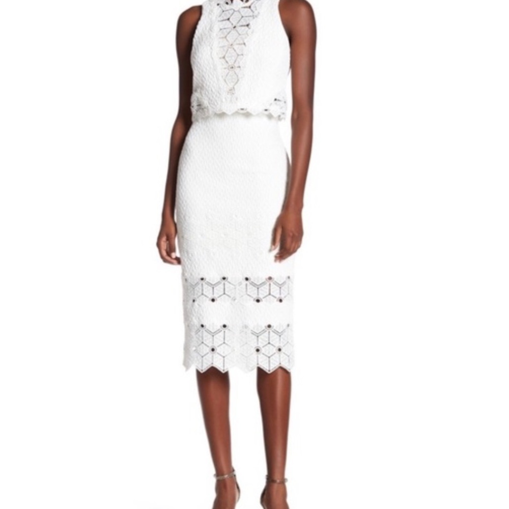 NEVER WORN Rebecca Taylor | White Lace Midi Skirt & Tank Set